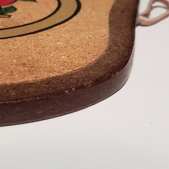 Vintage Apple Trivet Hanging Wood and Cork Hot Plate Wall Decor - Picture 8 of 9